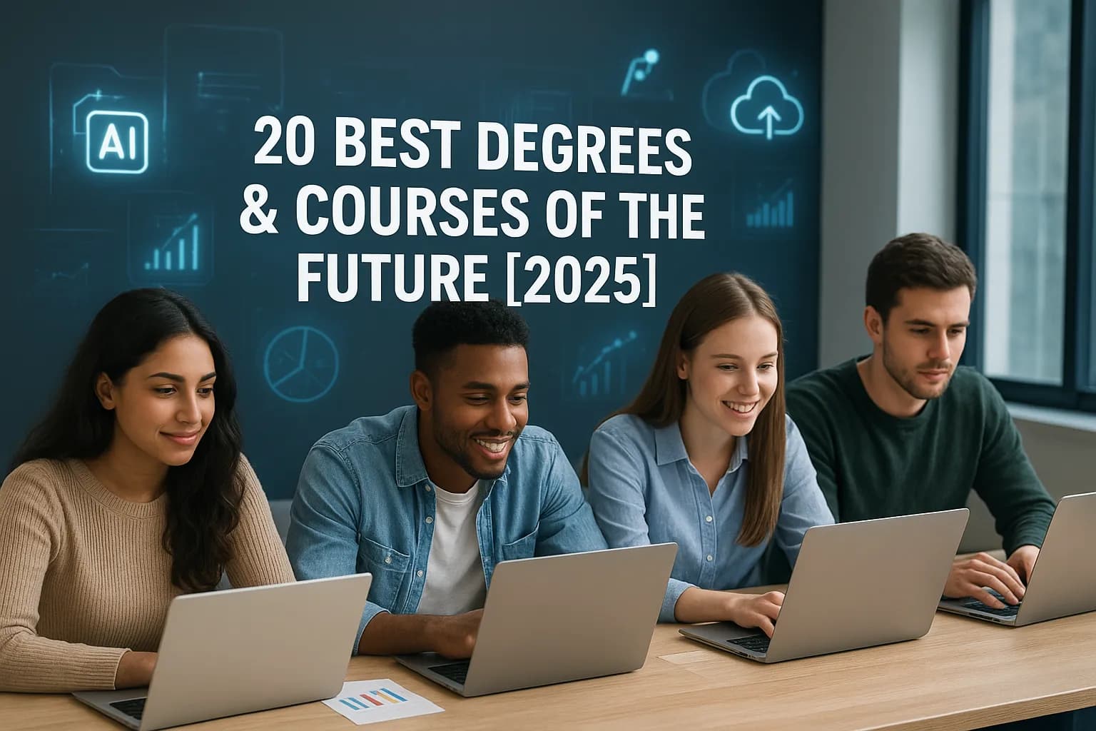 Students exploring futuristic online degrees and courses for career success in 2025.