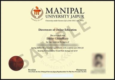 Manipal University Online Degree Certificate