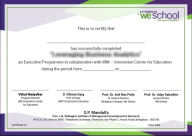 Welingkar Online Degree Certificate