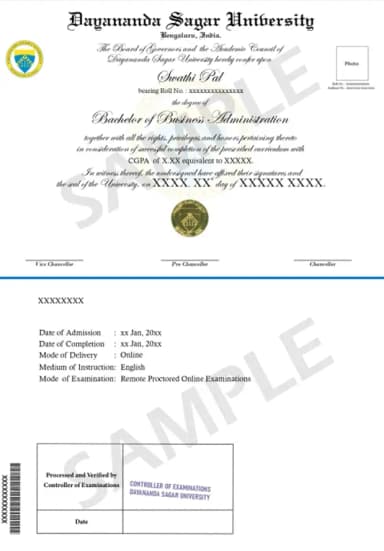 DSU Online Degree Certificate