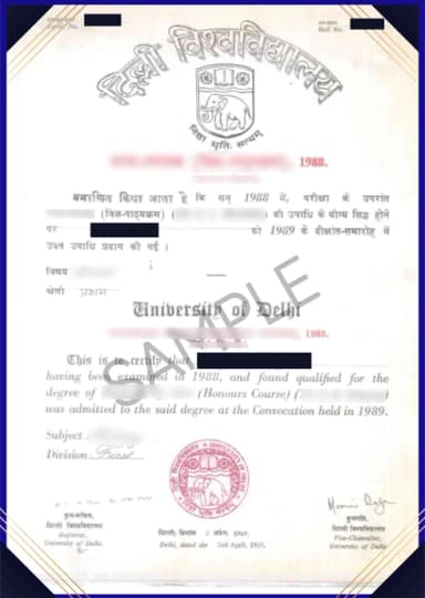 DU SOL Degree Certificate