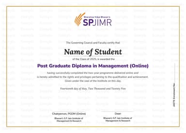 SPJIMR Online Degree Certificate