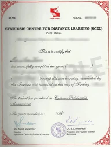 Symbiosis Centre for Distance Learning Degree Certificate