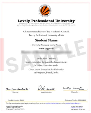 LPU Online Degree Certificate