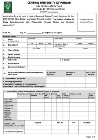 Central University of Punjab, Bathinda Degree Certificate