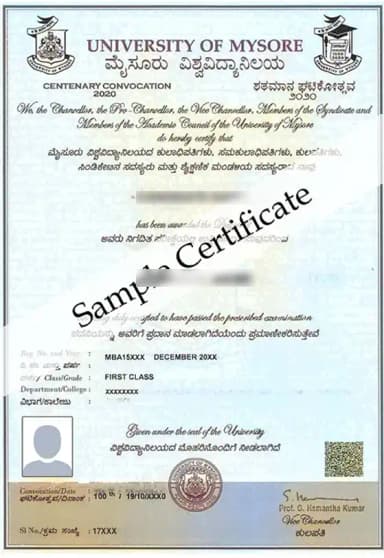 Mysore University Online Degree Certificate