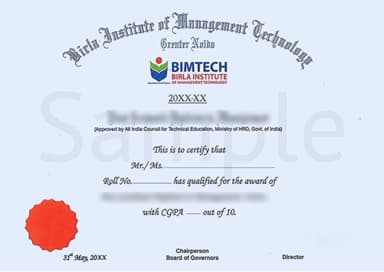 BIMTECH Online Degree Certificate