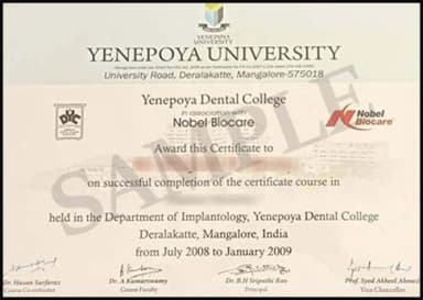 Yenepoya University Online Degree Certificate