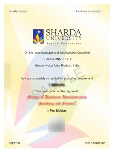 Sharda University Online Degree Certificate