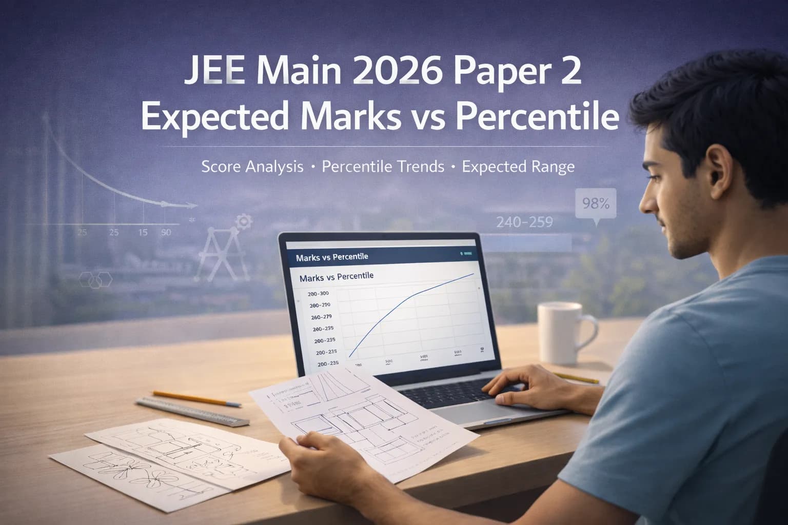 JEE Main 2026 Paper 2 Expected Marks vs Percentile